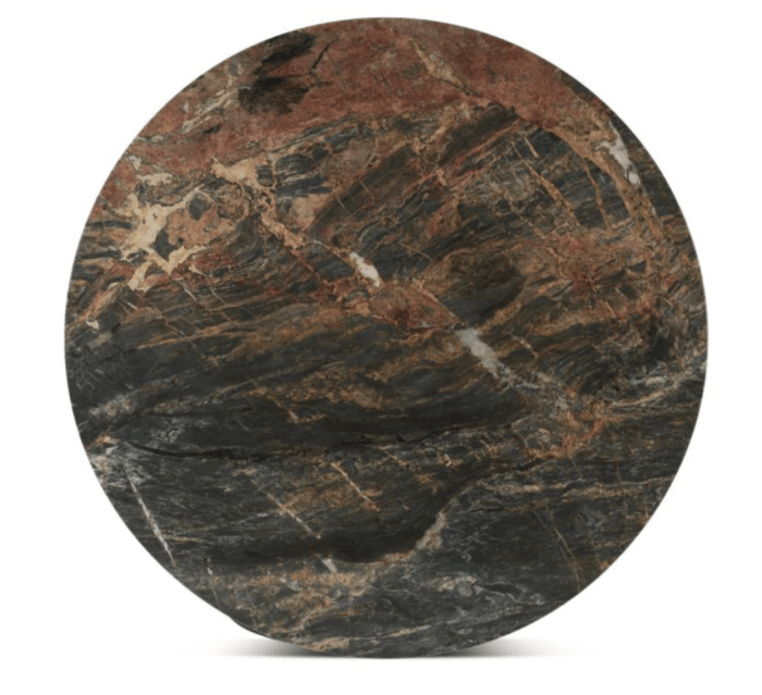 Vista 48" Round Dining Table with Lava Marble and Dark Oak Base - Image 3